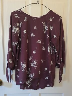 Papermoon Plum Floral Tie-Sleeve Tunic Size XS